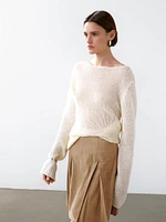 Pleated suede leather skirt