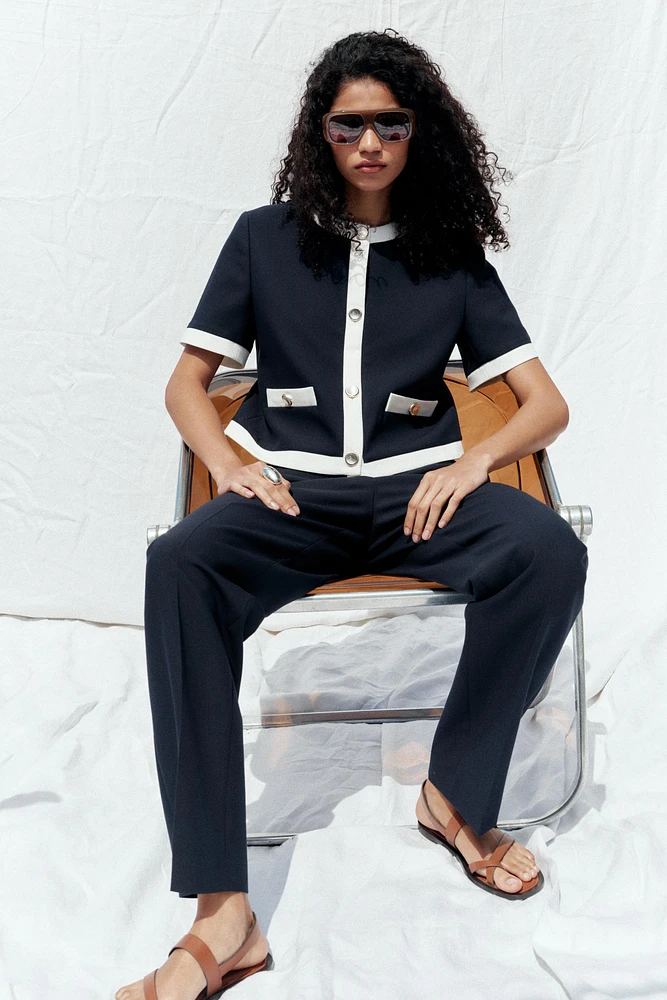 SHORT SLEEVE BLAZER WITH CONTRAST WELT