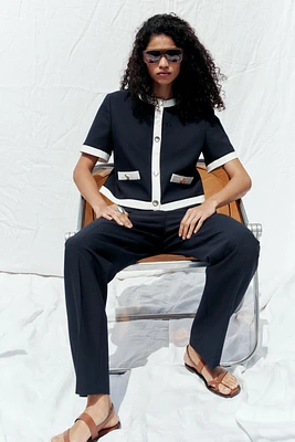 SHORT SLEEVE BLAZER WITH CONTRAST WELT