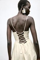 ROBE MIDI AVEC LIN BRETELLES FANTAISIE