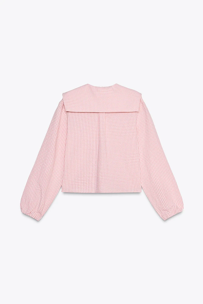 BIB COLLAR GINGHAM SHIRT