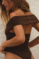 OFF-THE-SHOULDER POLYAMIDE BODYSUIT