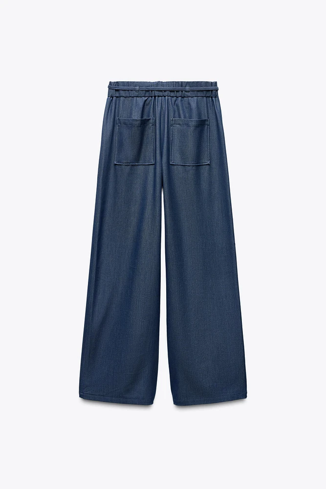 PANTALON LARGE À TAILLE ÉLASTIQUE