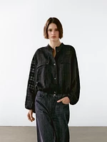 Veste bomber à carreaux en lin mélangé