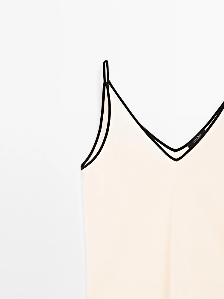 Cotton blend strappy camisole top
