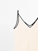 Cotton blend strappy camisole top