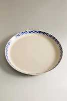 ASSIETTE PLATE CÉRAMIQUE BORD CARREAUX