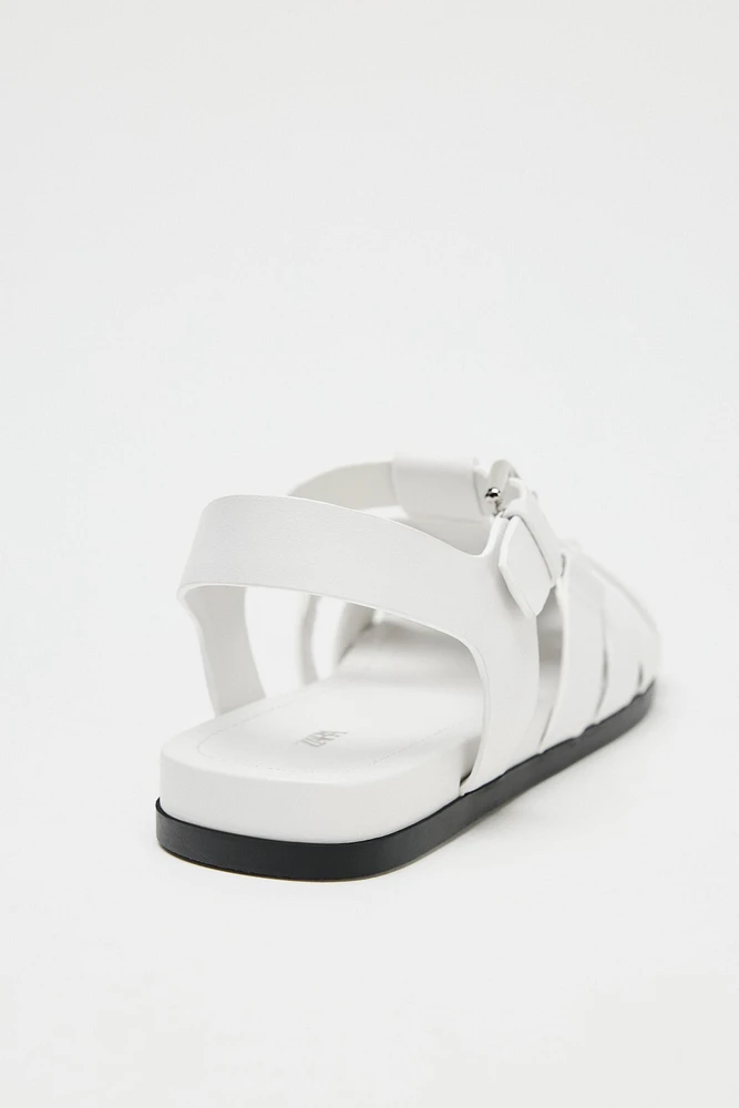 FLAT LEATHER FISHERMAN SANDALS