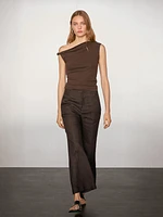 100% linen flare fit trousers
