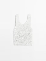 Top tressé en cuir et daim