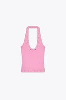 HALTER T-SHIRT WITH RINGS