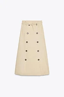 WRAP MIDI SKIRT WITH BUTTONS