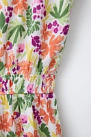 TEXTURED FLORAL SHORT JUMPSUIT