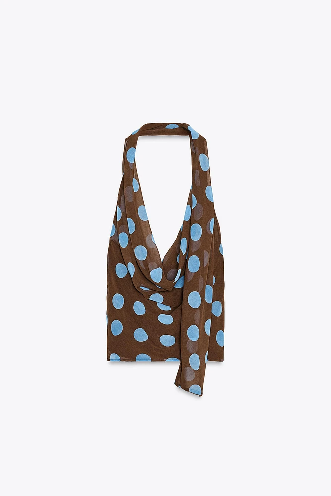 TOP HALTER À POIS ET FOULARD