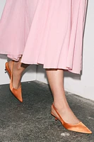 KITTEN HEEL FABRIC SLINGBACK SHOES