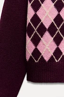 ARGYLE KNIT CARDIGAN