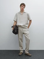 Pantalon tapered fit 100 % lin