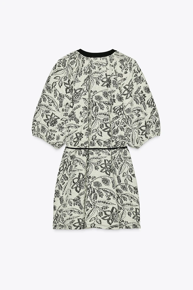 BELTED JACQUARD DRESS