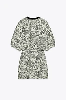 BELTED JACQUARD DRESS