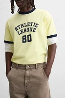 CONTRAST RIB TEXT T-SHIRT