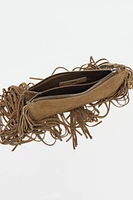MINI SAC BANDOULIÈRE EN CROÛTE DE CUIR À FRANGES