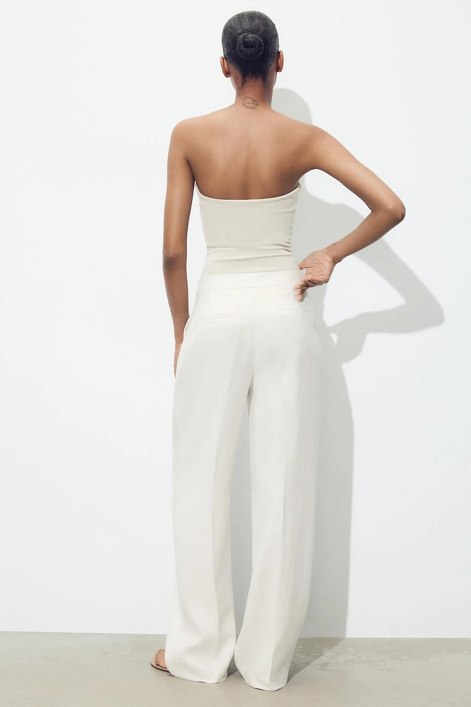 WRINKLE-LOOK STRAIGHT PANTS