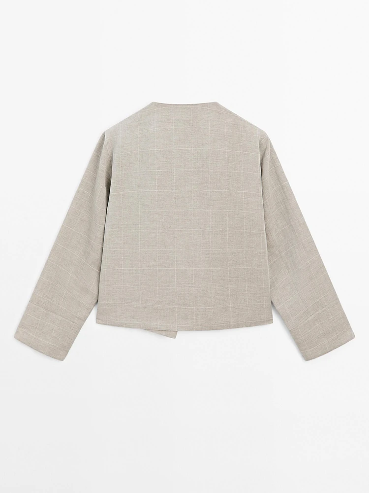 Kimono lin imprimé carreaux