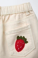 BERMUDA EN SERGE FRAISES AU CROCHET