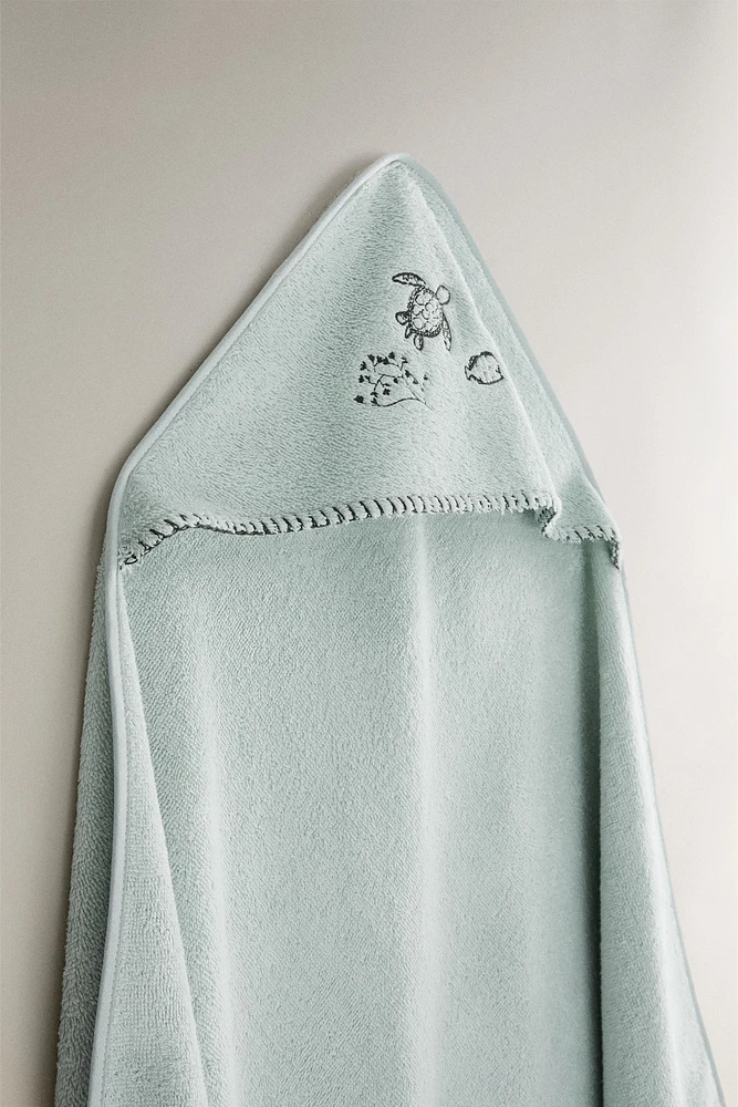SERVIETTE DE BAIN CAPUCHE BÉBÉ TROPICAL SEA