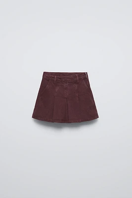 BOX PLEAT DENIM SKIRT