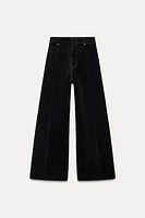 HIGH WAIST WIDE LEG FLOCKED JEANS ZW COLLECTION