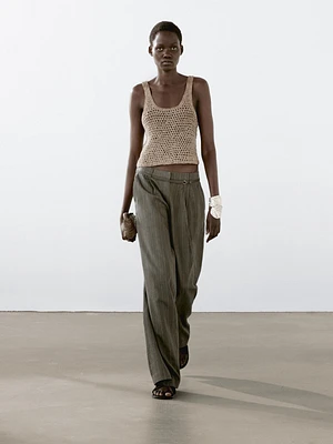 Braided suede leather top
