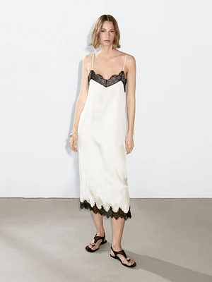 Robe longue nuisette contrastante