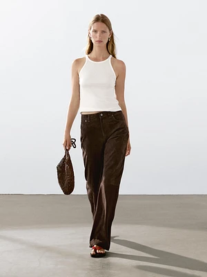 Pantalon en cuir finition daim