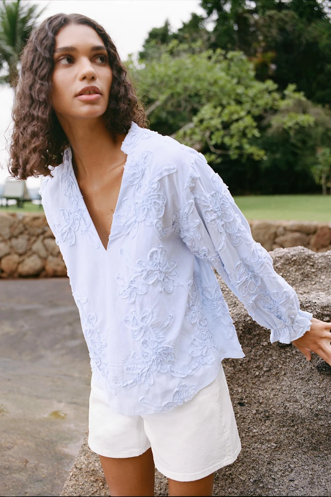 STRUCTURED STRIPED POPLIN BLOUSE