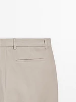 Tapered fit cotton twill trousers