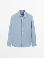Slim fit linen blend shirt