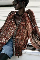 METALLIC THREAD PRINT BLOUSE