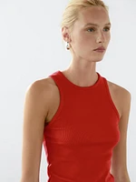 Top à encolure américaine en coton mélang