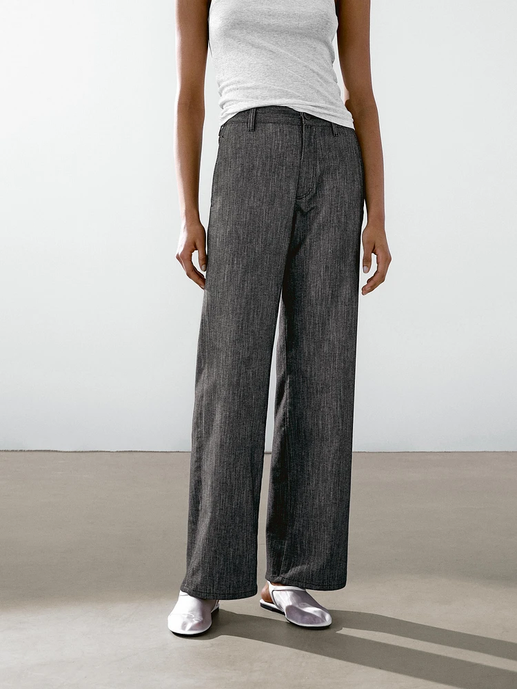 Cotton blend denim trousers