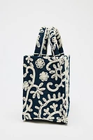 EMBROIDERED DETAIL RIGID DENIM CITY BAG