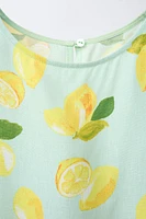 TOP IMPRIMÉ CITRONS AVEC LIN