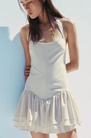 ROBE COMBINAISON HALTER VOLANTS RAYURES