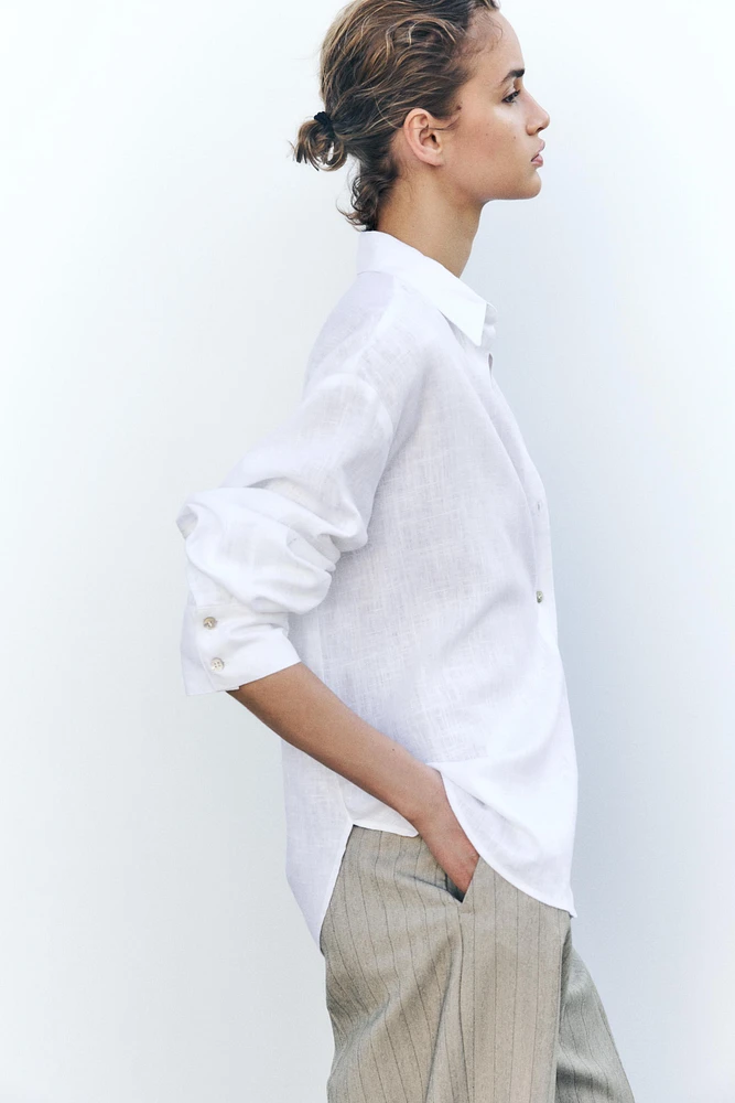 OVERSIZED LINEN BLEND SHIRT