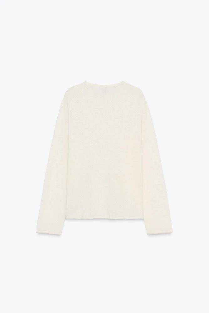 LINEN BLEND KNIT SWEATER