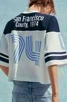 PRINTED ELBOW SLEEVE T-SHIRT