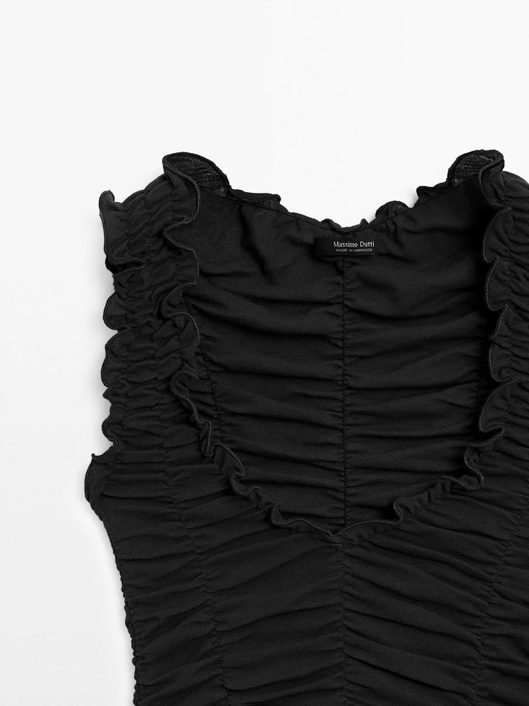 Top effet froissé coton