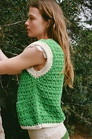 LARGE BUTTON KNIT VEST TOP