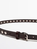 Thin nappa leather belt with studs