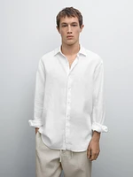 Chemise slim en lin mélangé